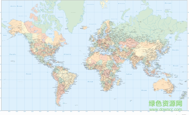 世界地图英文版高清版大图 13334x8341一亿像素