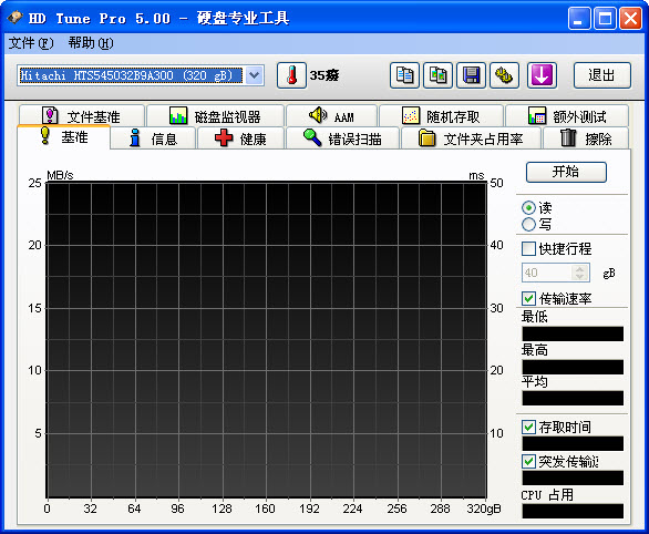 hd tune pro硬�P�z�y工具中文版 v5.75 �G色版 0